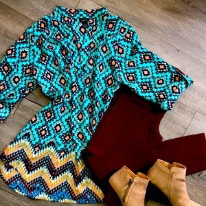 Top and bottom pants vibrant beautiful colors/ work attire